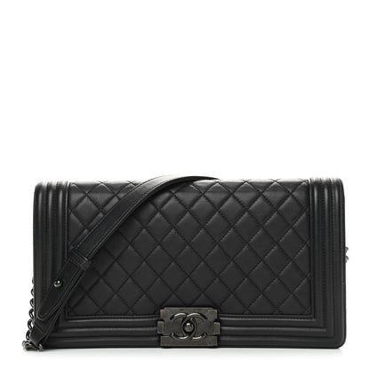 Chanel Calfskin Quilted Boy Clutch With Removable Chain So Black 1 of 9