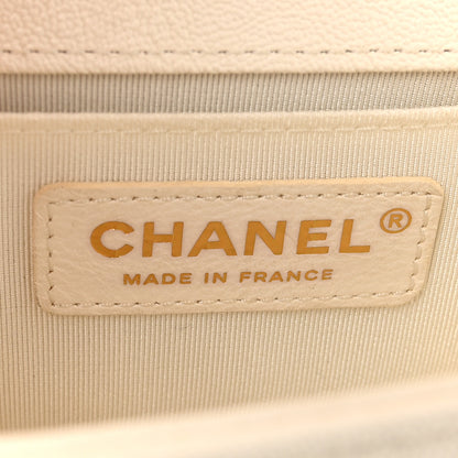 Chanel Caviar Chevron Quilted Small Boy Flap White 6 of 14