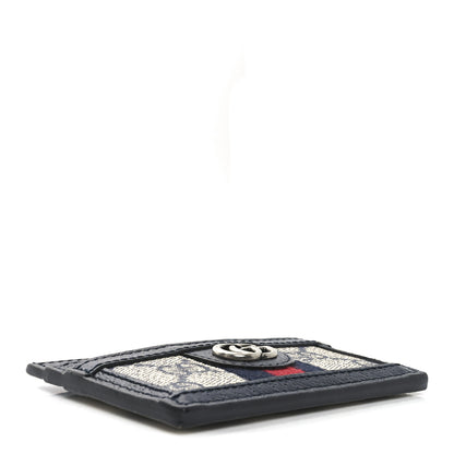 Gucci GG Supreme Monogram Textured Dollar Calfskin Web Ophidia Card Holder Beige Blue 4 of 7
