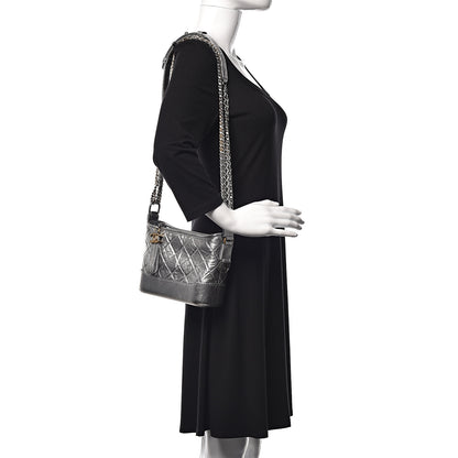 Chanel Metallic Aged Calfskin Quilted Small Gabrielle Hobo Silver 4 of 12