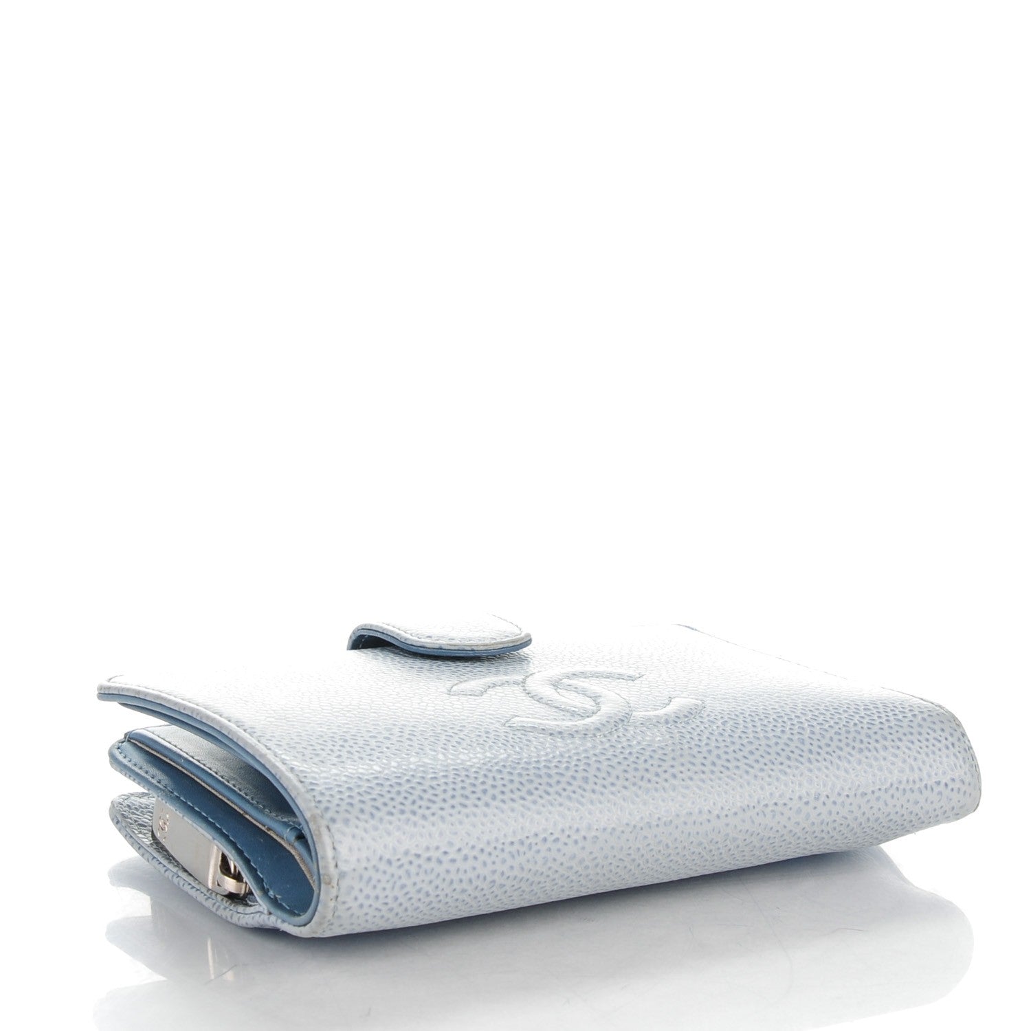 Chanel Caviar CC French Wallet Light Blue 4 of 10