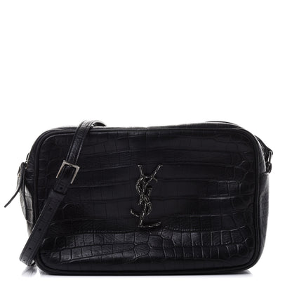 Saint Laurent Calfskin Crocodile Embossed Monogram Lou Camera Bag Black 1 of 4