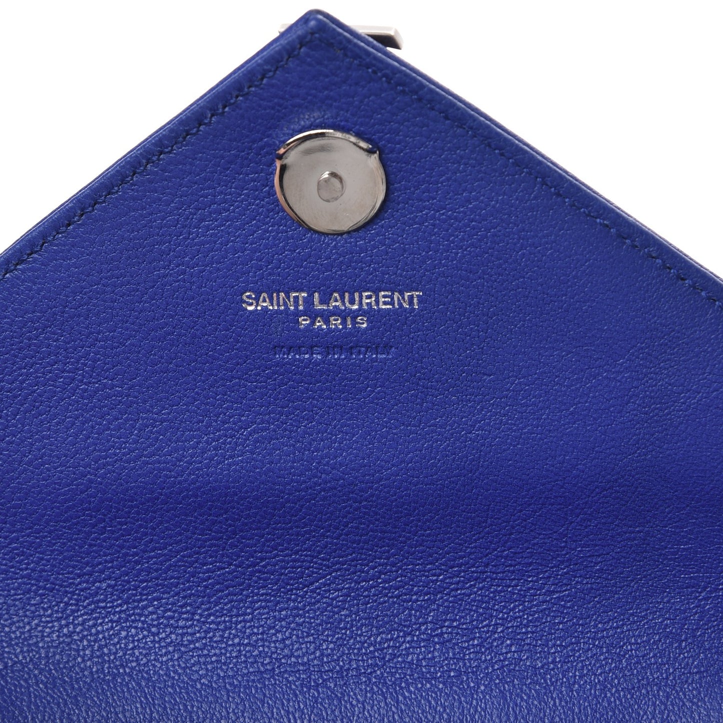 Sheepskin Matelasse Chevron Monogram College Chain Wallet Royal Blue