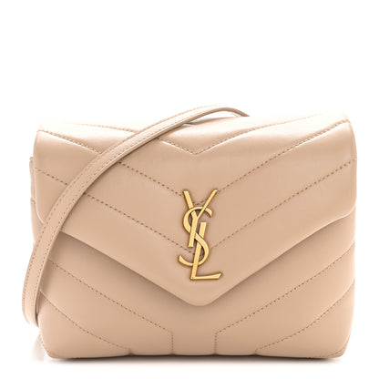 Saint Laurent Calfskin Y Quilted Monogram Toy Loulou Crossbody Bag Dark Beige 1 of 11