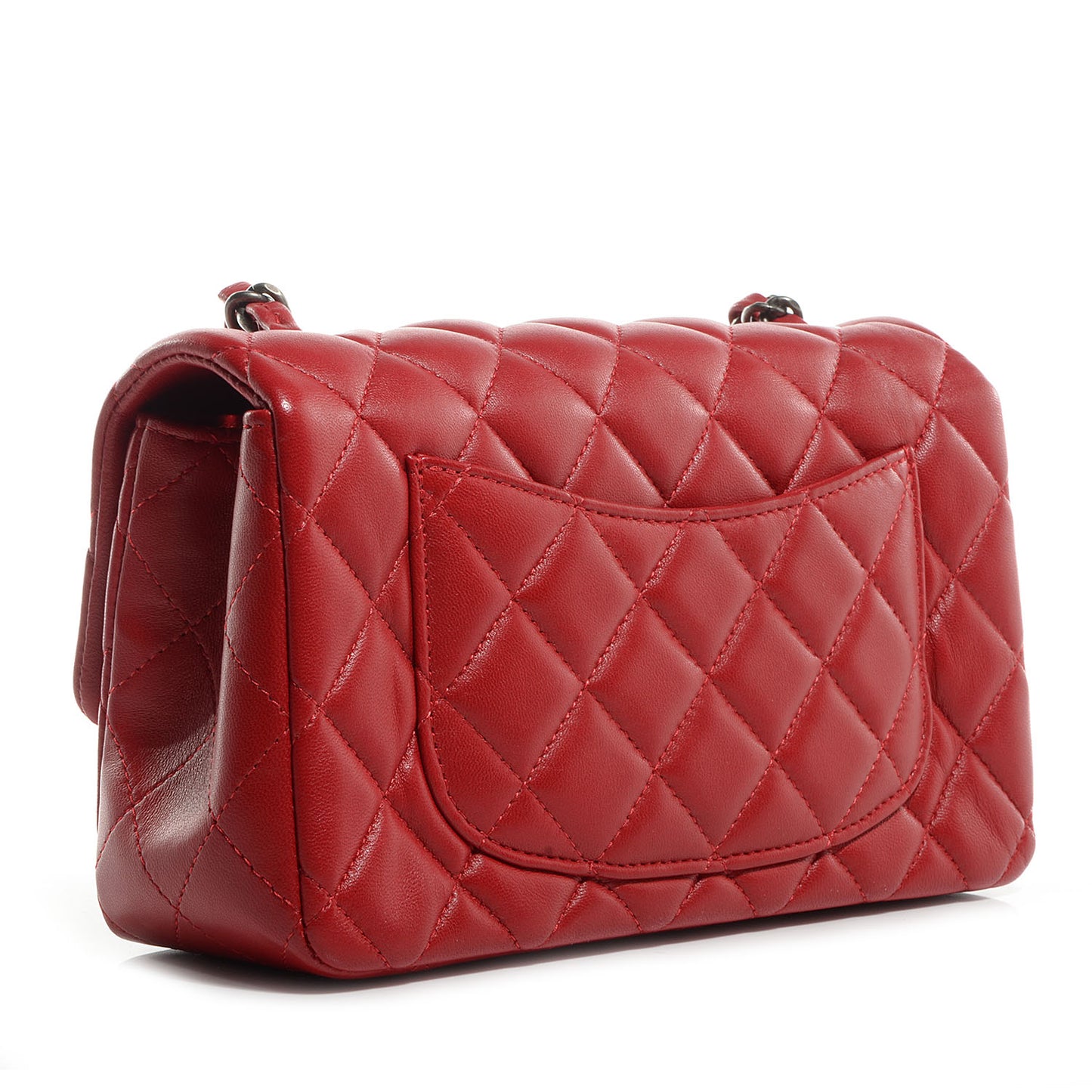 Lambskin Quilted Mini Rectangular Flap Red