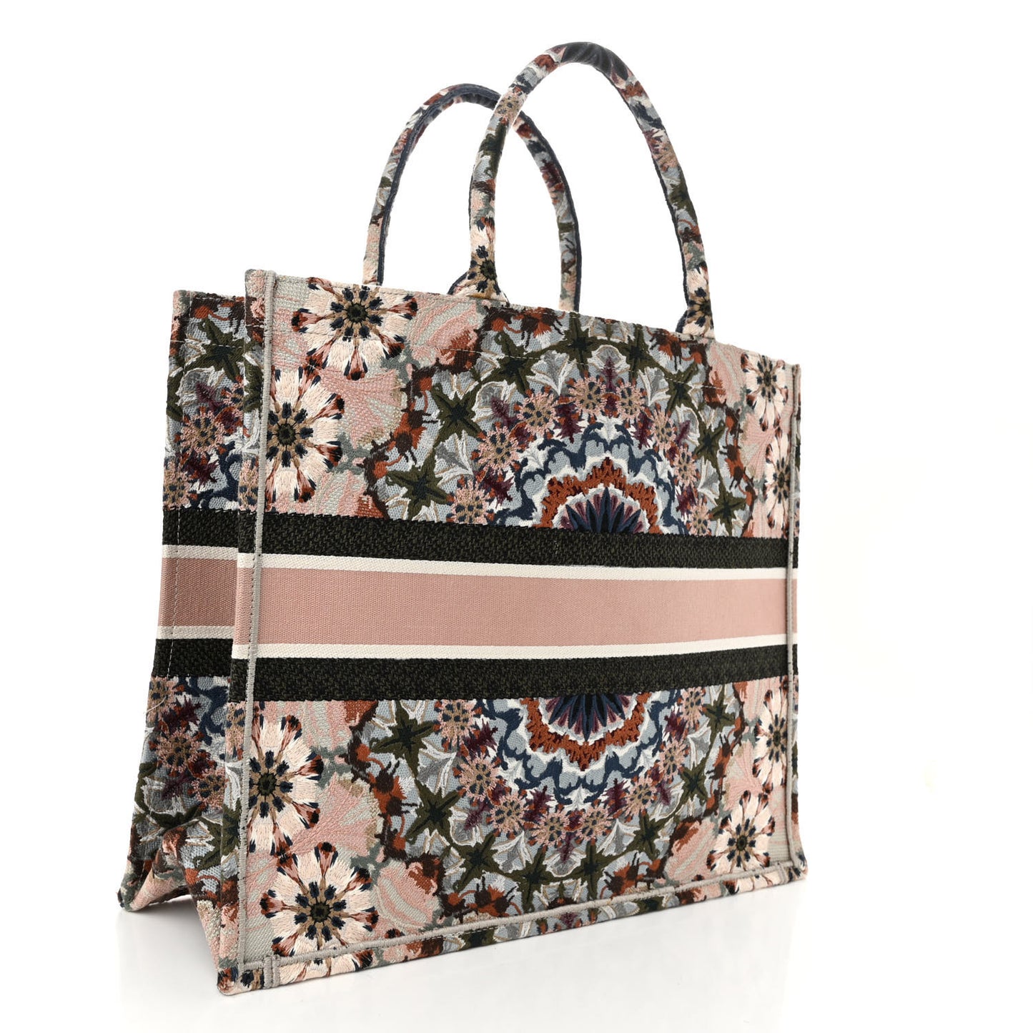 Canvas Embroidered Large KaleiDioroscopic Book Tote Multicolor