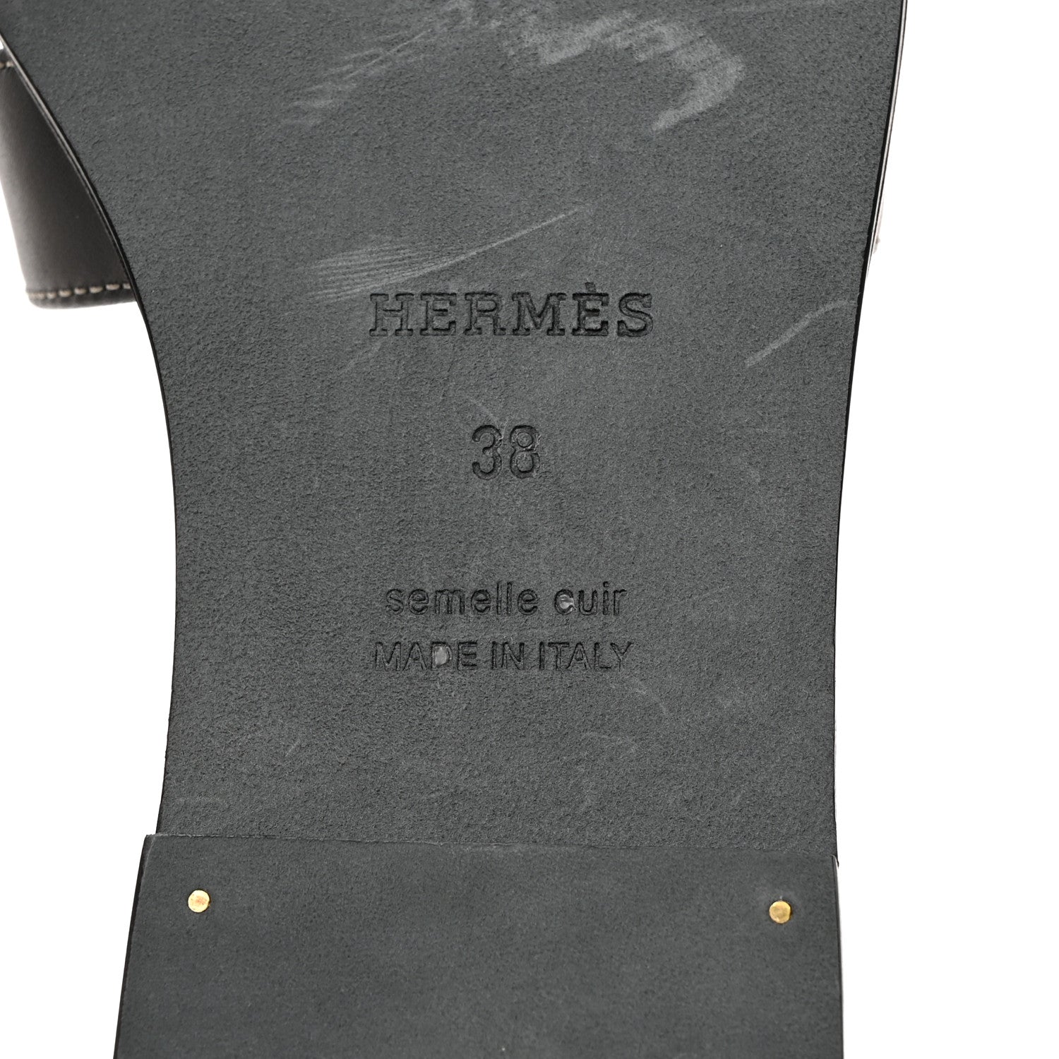 Hermes Box Calfskin Oran Sandals 38 Black 8 of 9