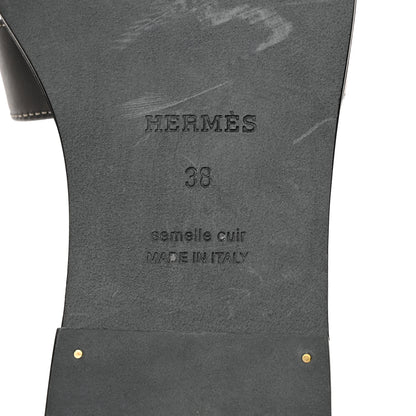Hermes Box Calfskin Oran Sandals 38 Black 8 of 9