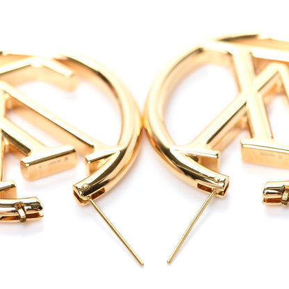 Louis Vuitton Metal Louise Hoop Earrings Gold 3 of 5