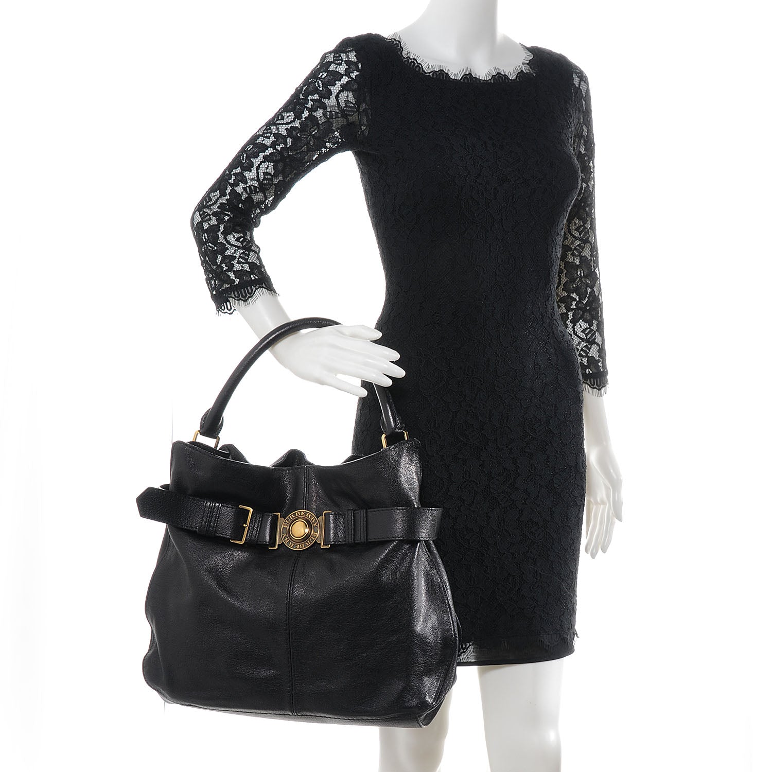 Burberry Grainy Calfskin Lambeth Hobo Black 2 of 11