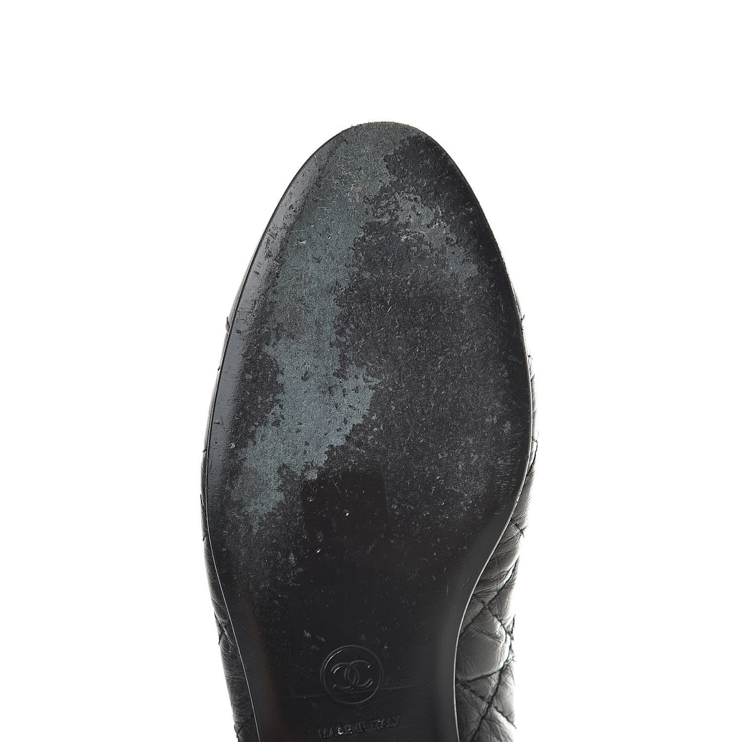 Chanel Aged Calfskin Quilted Cap Toe Ballerina Flats 37.5 Black 10 of 15