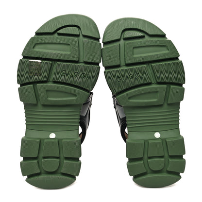 Gucci X SEGA Nappa Mesh Mens Aguru Sandals 8 Loess Black Green 5 of 9