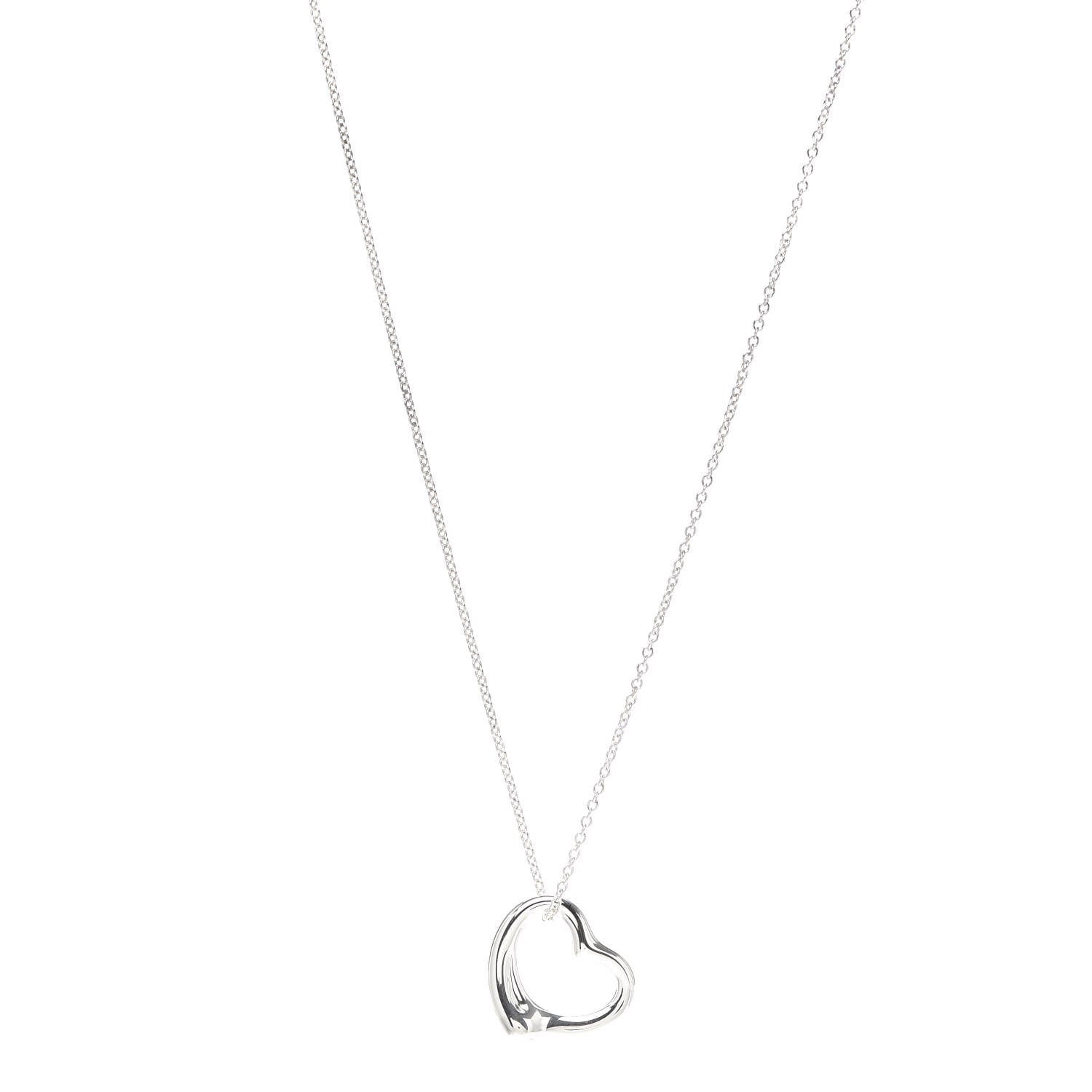 Tiffany Sterling Silver 22mm Elsa Peretti Open Heart Pendant Necklace 1 of 6