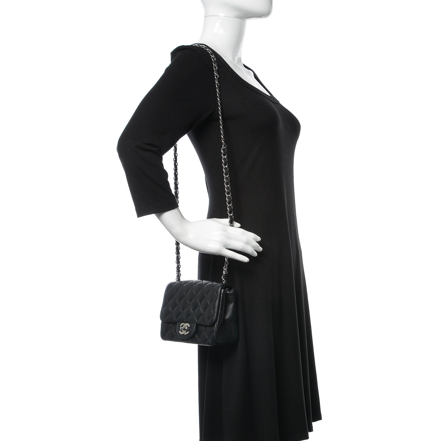 Caviar Quilted Mini Square Flap Black