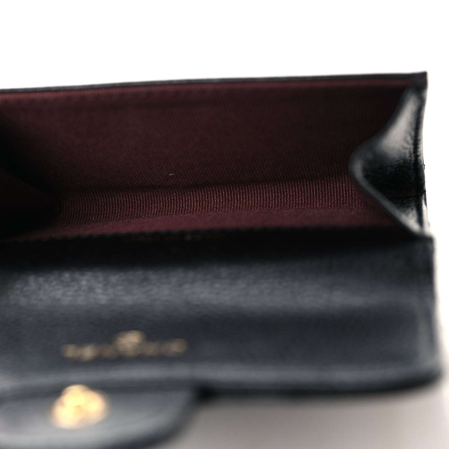 Caviar Quilted Flap Card Holder Wallet Black Black