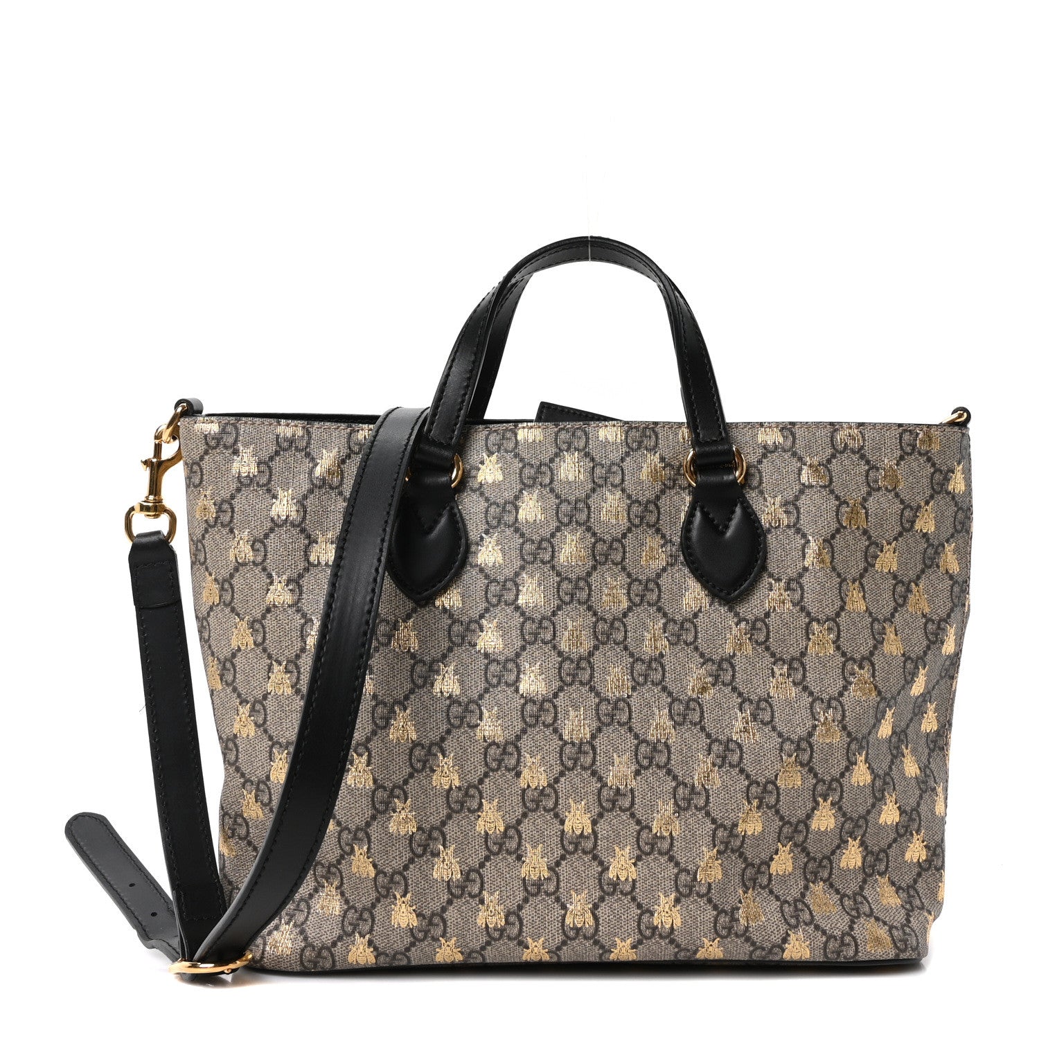 Gucci Soft GG Supreme Monogram Bees Small Crossbody Tote Beige Oro Black 1 of 10