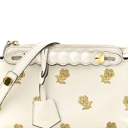 Fendi Vitello Dolce Lurex Floral Embroidered Studded Mini By The Way Boston Bag White 7 of 10