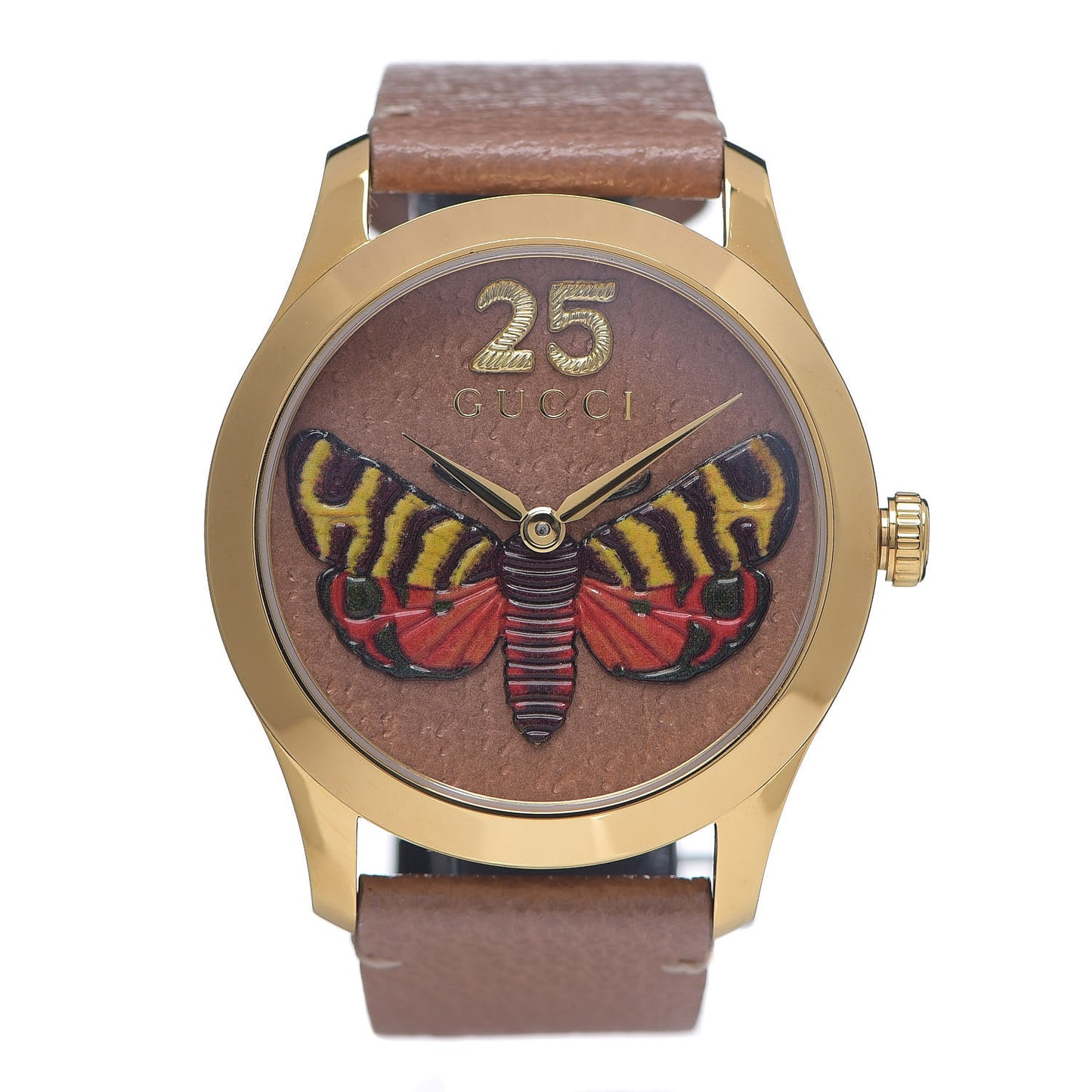 Stainless Steel Calfskin 38mm G-Timeless Moth Quartz Watch Brown