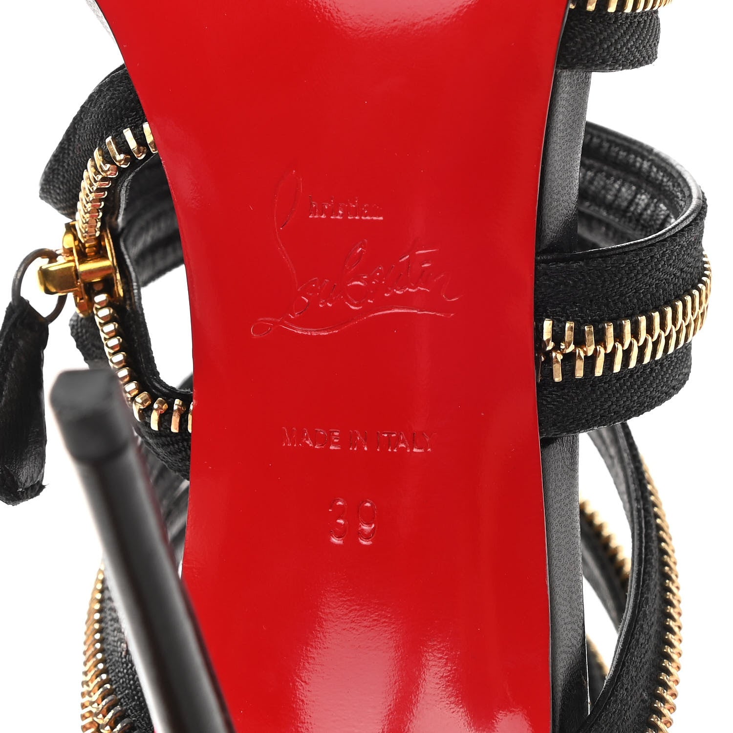 Christian Louboutin Kid Unzip Booty 100 Sandals 39 Black Gold 6 of 8