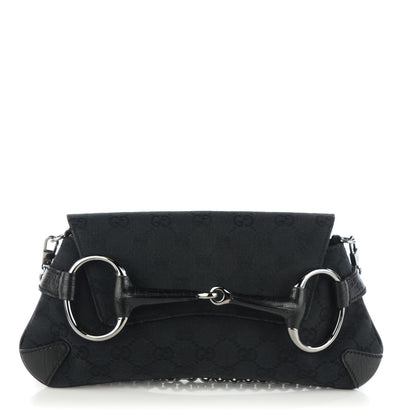 Gucci Monogram Horsebit Chain Clutch Black 1 of 7