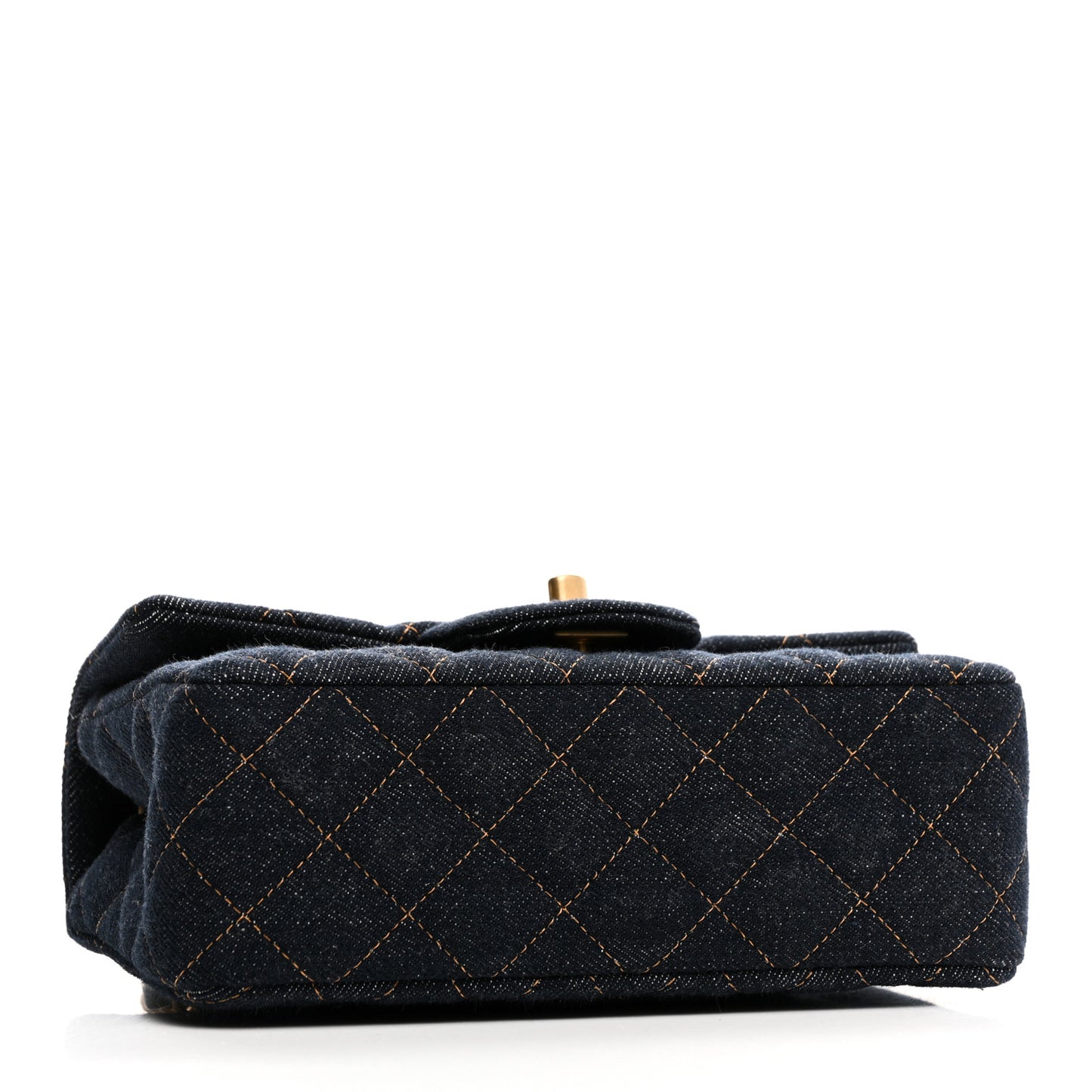 Denim Quilted Mini Rectangular Flap Dark Blue