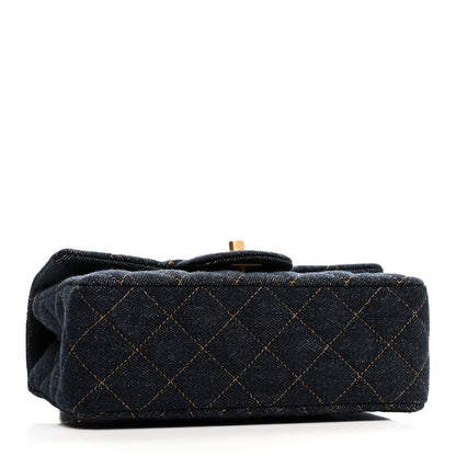 Chanel Denim Quilted Mini Rectangular Flap Dark Blue 4 of 10