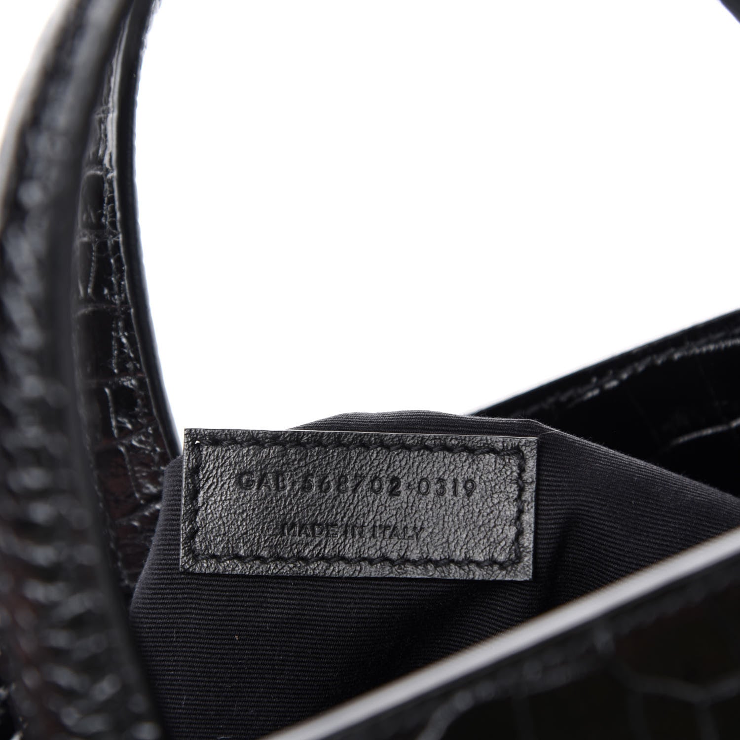 Saint Laurent Shiny Calfskin Crocodile Embossed Small Manhattan Shopper Tote Black 10 of 11