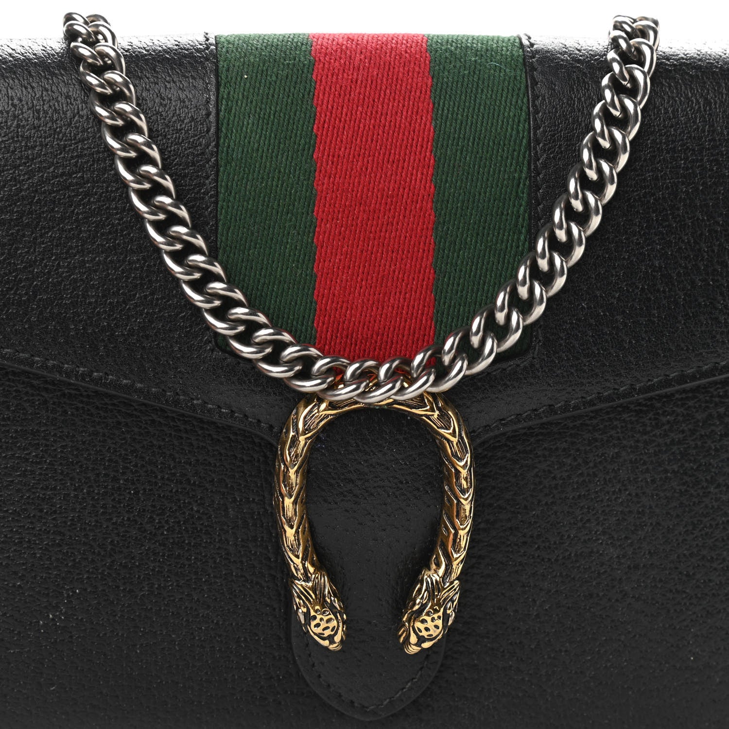 Gucci Calfskin Web Mini Dionysus Chain Wallet Black 7 of 10
