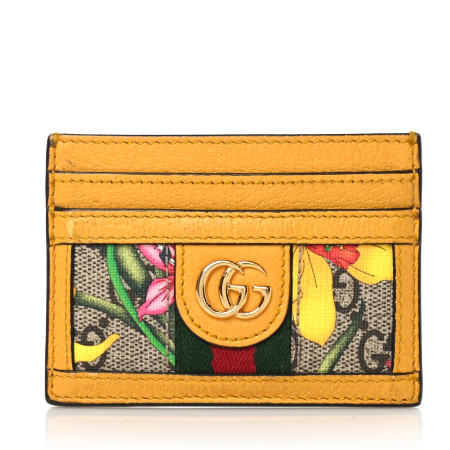 Gucci GG Supreme Monogram Flora Web Ophidia Card Holder Beige Multicolor Crop 1 of 6