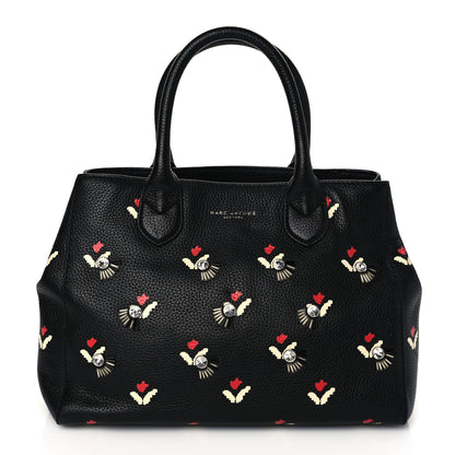 Marc Jacobs Grained Calfskin Embellished Tulip Print Tote Black Multicolor 1 of 10