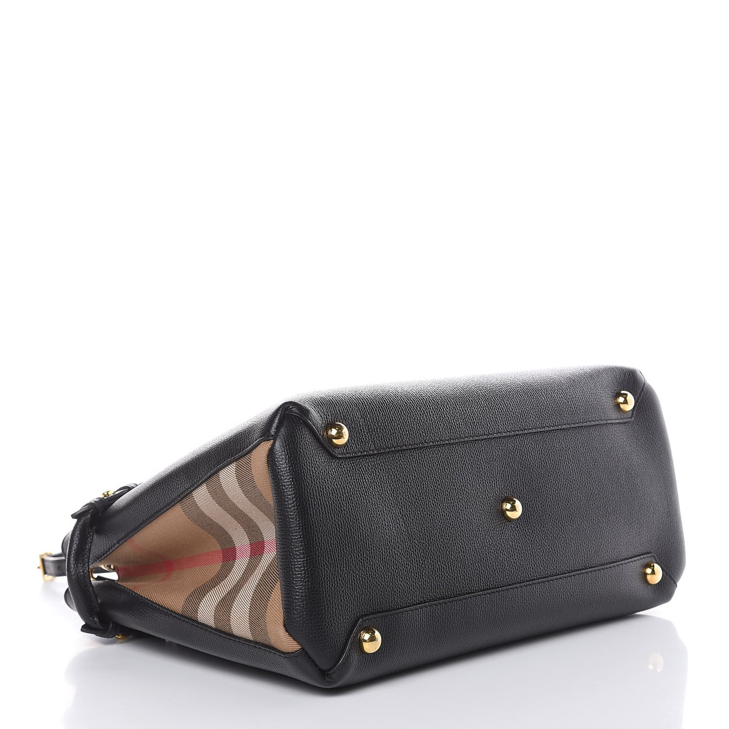Grainy Calfskin House Check Medium Banner Tote Black