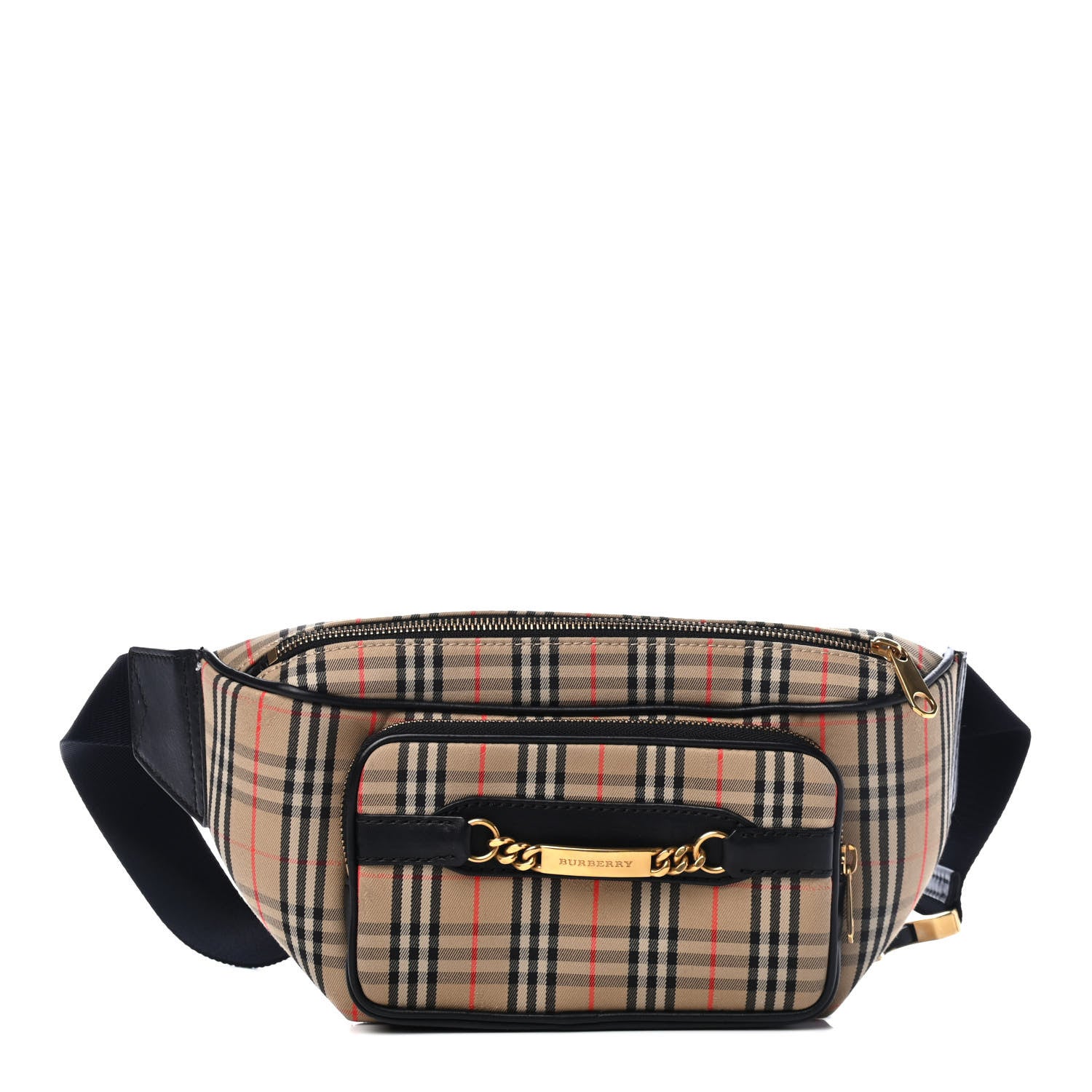 Burberry Cotton Knight Check The Large 1983 Link Bum Bag Black 1 of 4