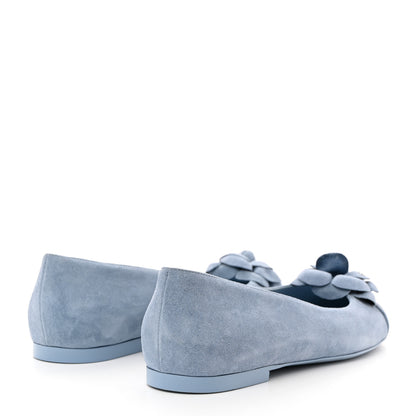 Chanel Suede Cap Toe Camellia Ballerina Flats 41 Light Blue 4 of 8
