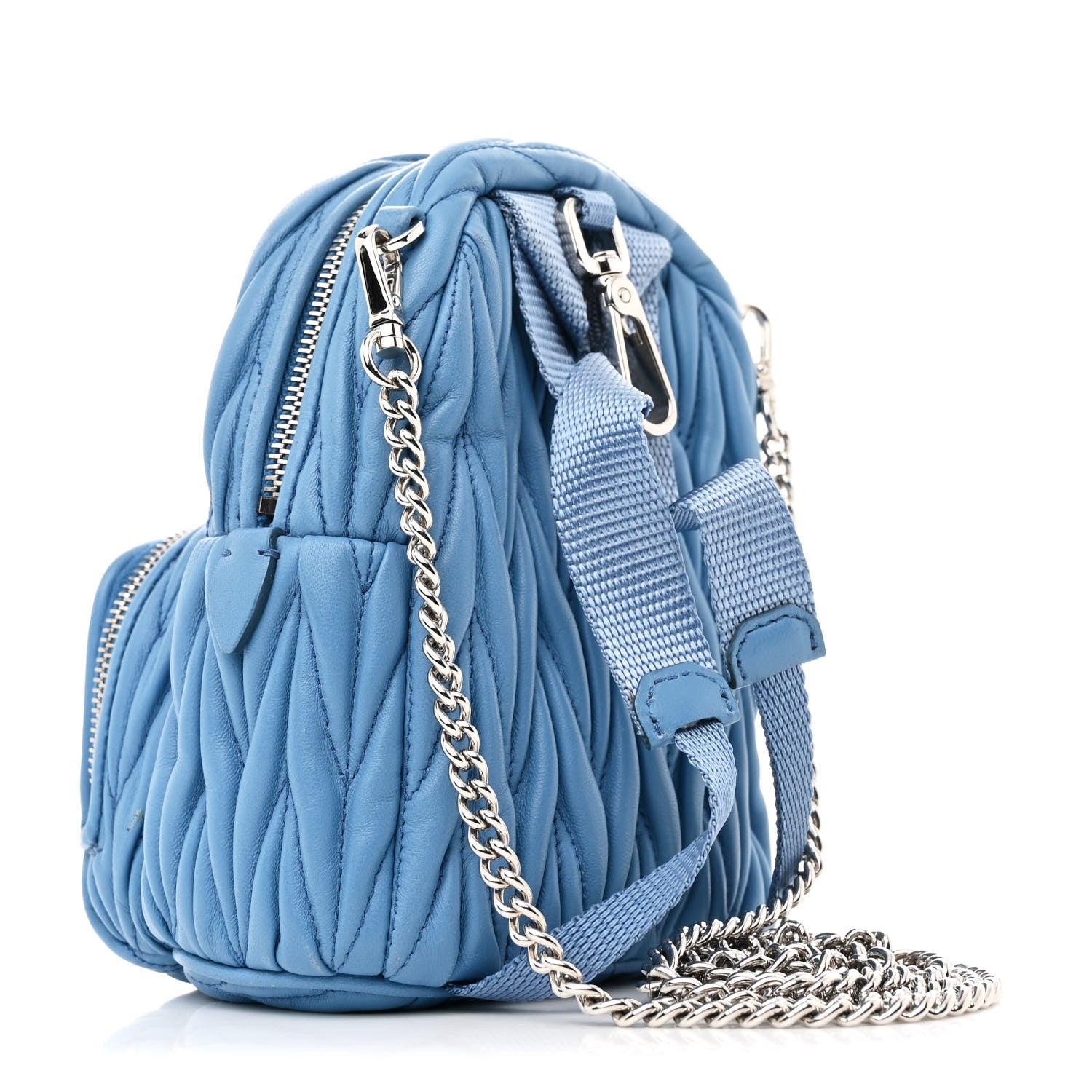 Miu Miu Nappa Matelasse Mini Backpack Blue 3 of 13