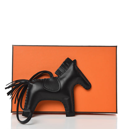Hermes Milo Lambskin Grigri Rodeo Horse Bag Charm MM So Black 4 of 4