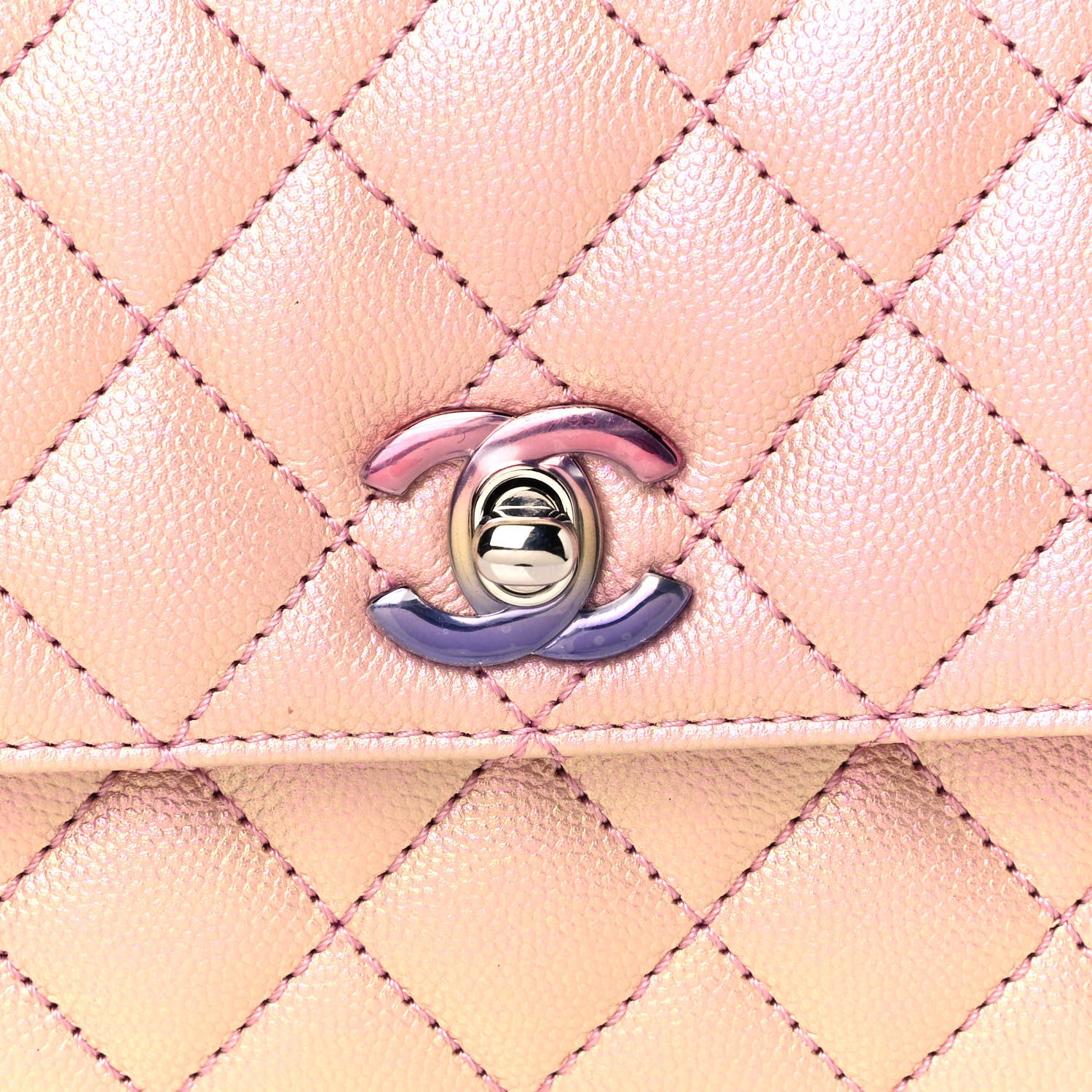 Chanel Iridescent Caviar Quilted Mini Coco Handle Flap Pink 10 of 13
