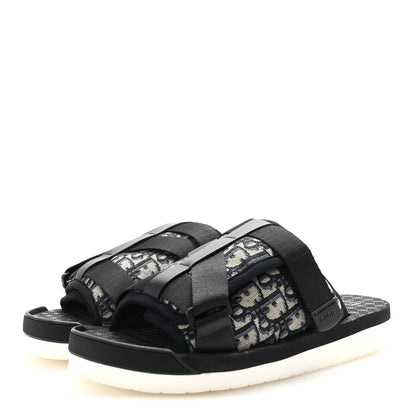 Christian Dior Oblique Jacquard Mens Alpha Sandals 41 Beige Black 4 of 10