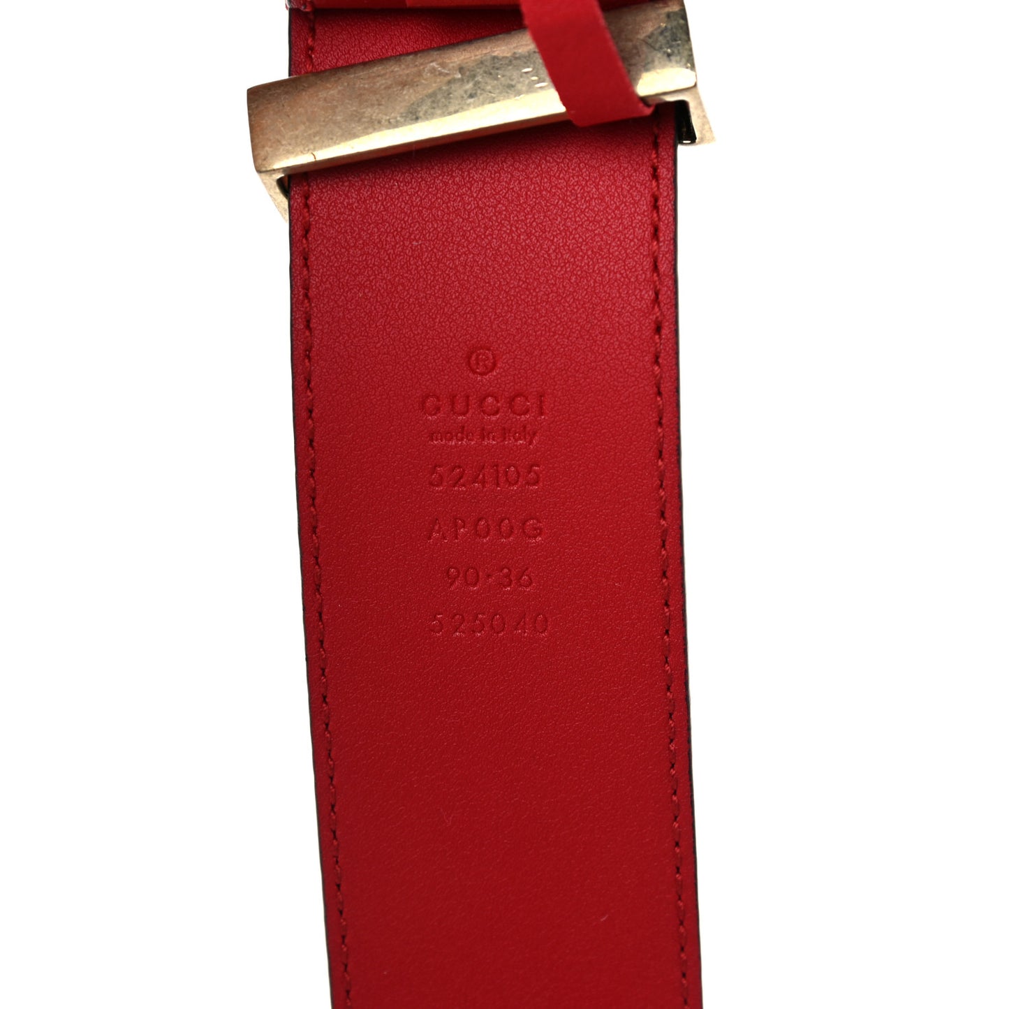 Moon Calfskin Torchon Double G 40mm Belt 90 36 Hibiscus Red