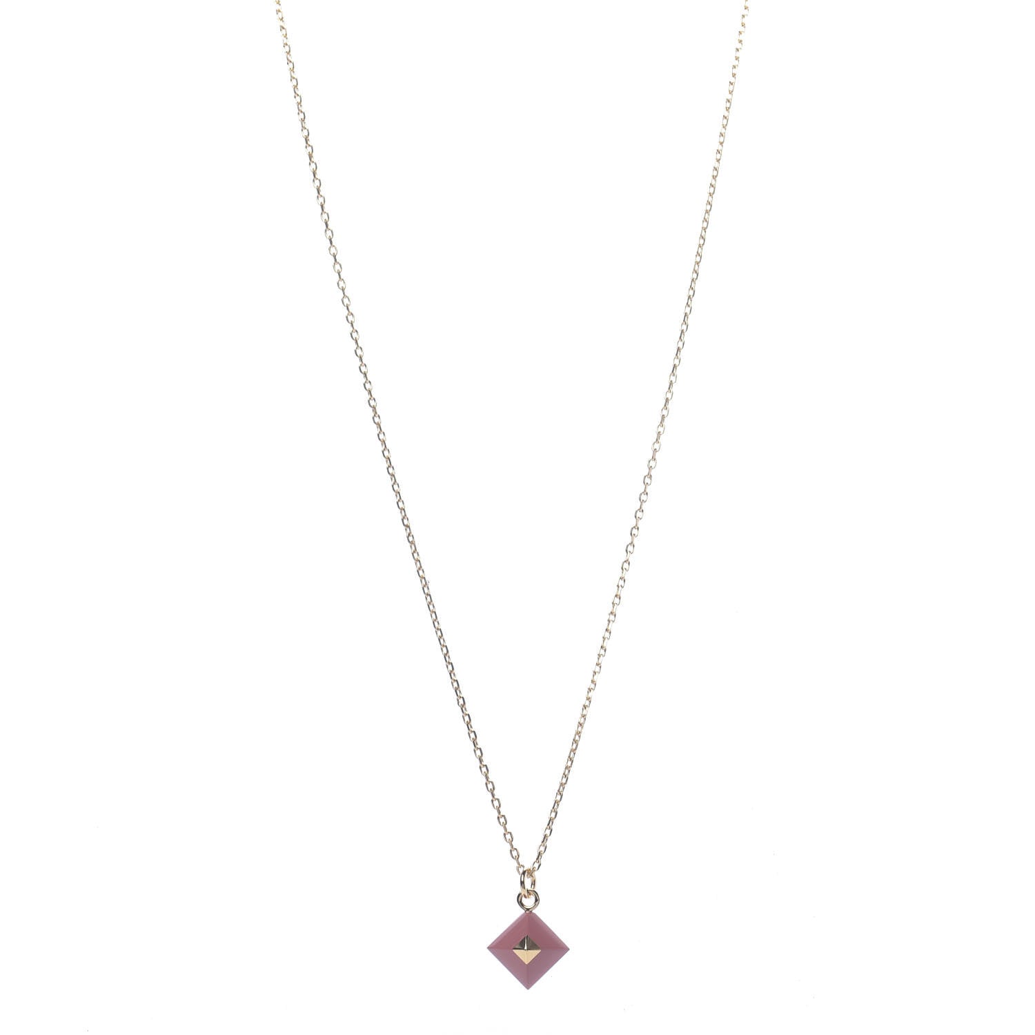 Hermes Gold Plated Medor Pendant Necklace Rose Blush 1 of 7