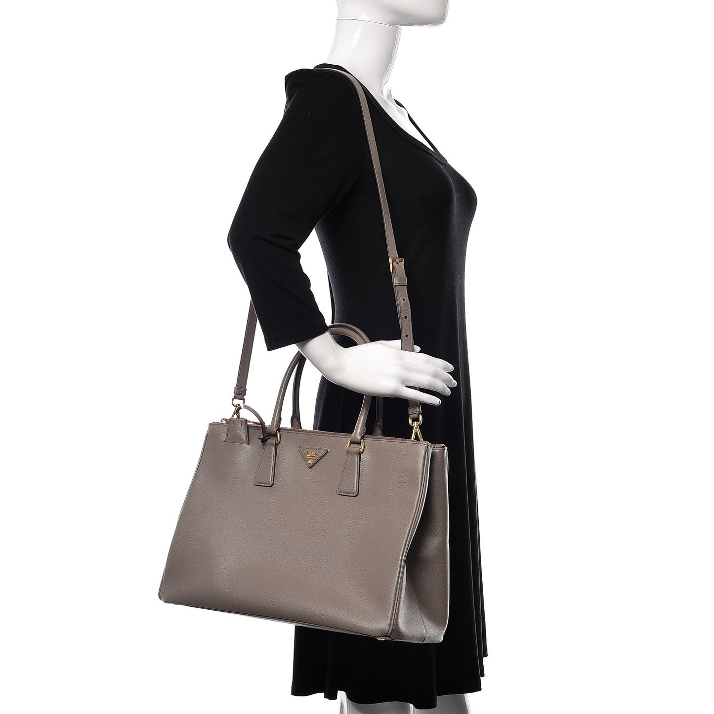 Saffiano Large Galleria Double Zip Tote Argilla