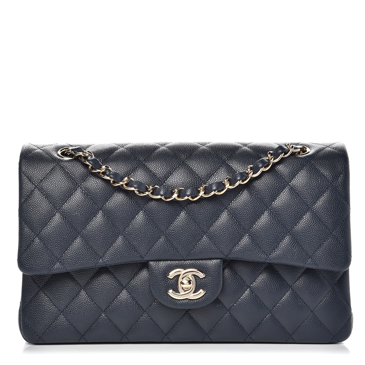 Chanel Caviar Quilted Medium Double Flap Navy 1 of 12