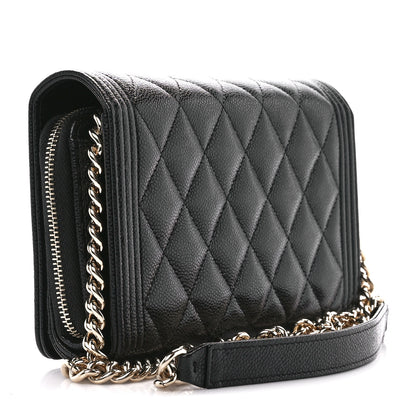 Chanel Caviar Quilted Boy Wallet On Chain WOC Black 3 of 11