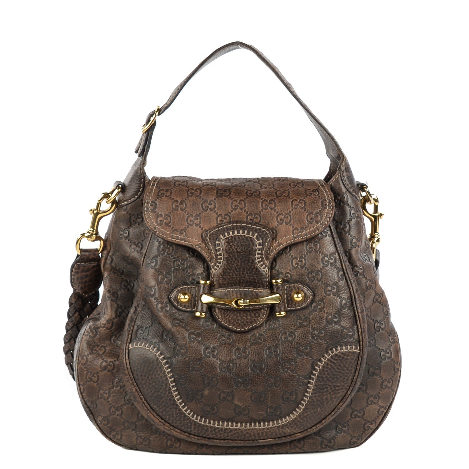Gucci Guccissima New Pelham Satchel Brown 1 of 7