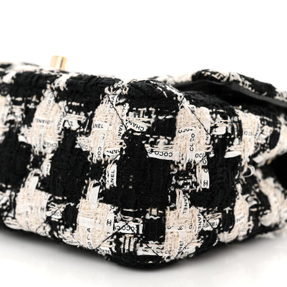 Chanel Tweed Quilted Mini Rectangular Flap Black Ecru White 10 of 11