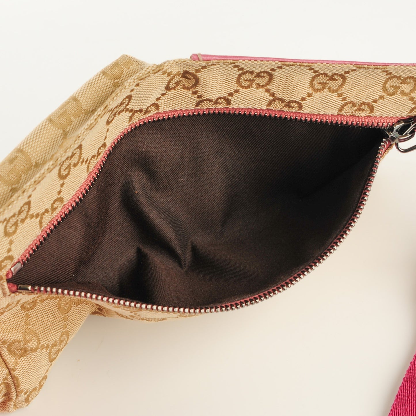 GG Monogram Web Double Pocket Belt Bag Pink