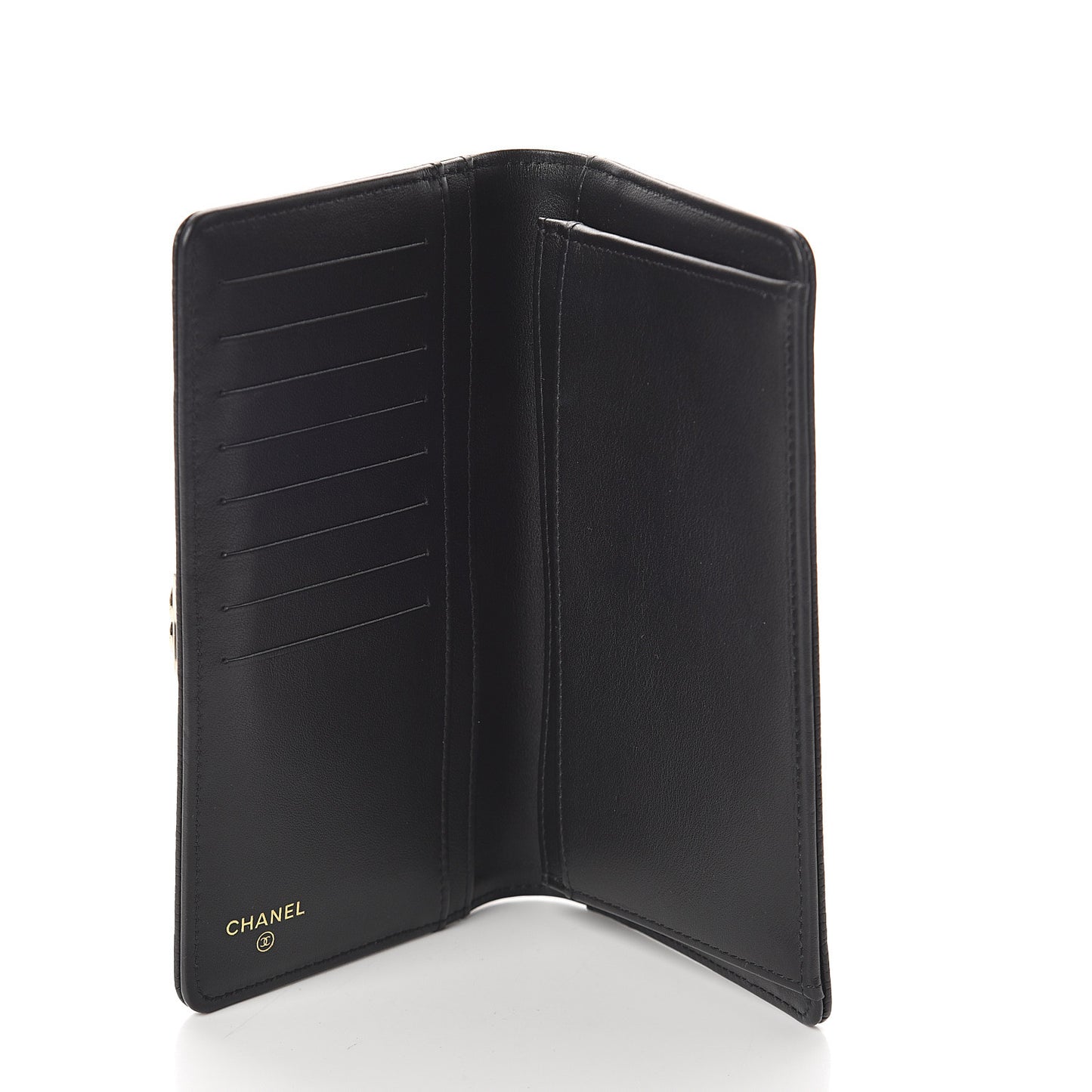 Caviar Quilted Boy Yen Wallet Black