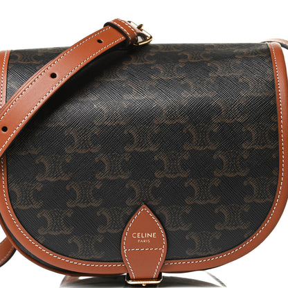 Celine Triomphe Canvas Medium Folco Bag Tan 8 of 11