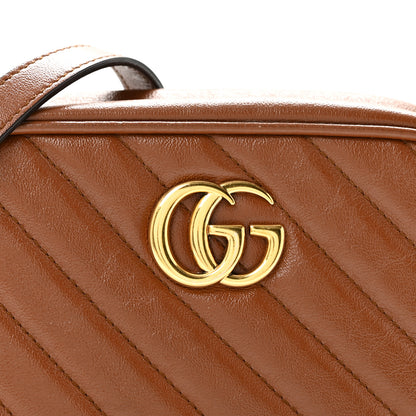 Gucci Glazed Calfskin Matelasse Diagonal Mini GG Marmont Chain Shoulder Bag Cuir 8 of 13