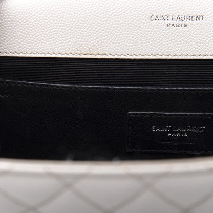 Saint Laurent Grain De Poudre Textured Mixed Matelasse Medium Triquilt Monogram Satchel Porcellana 11 of 13