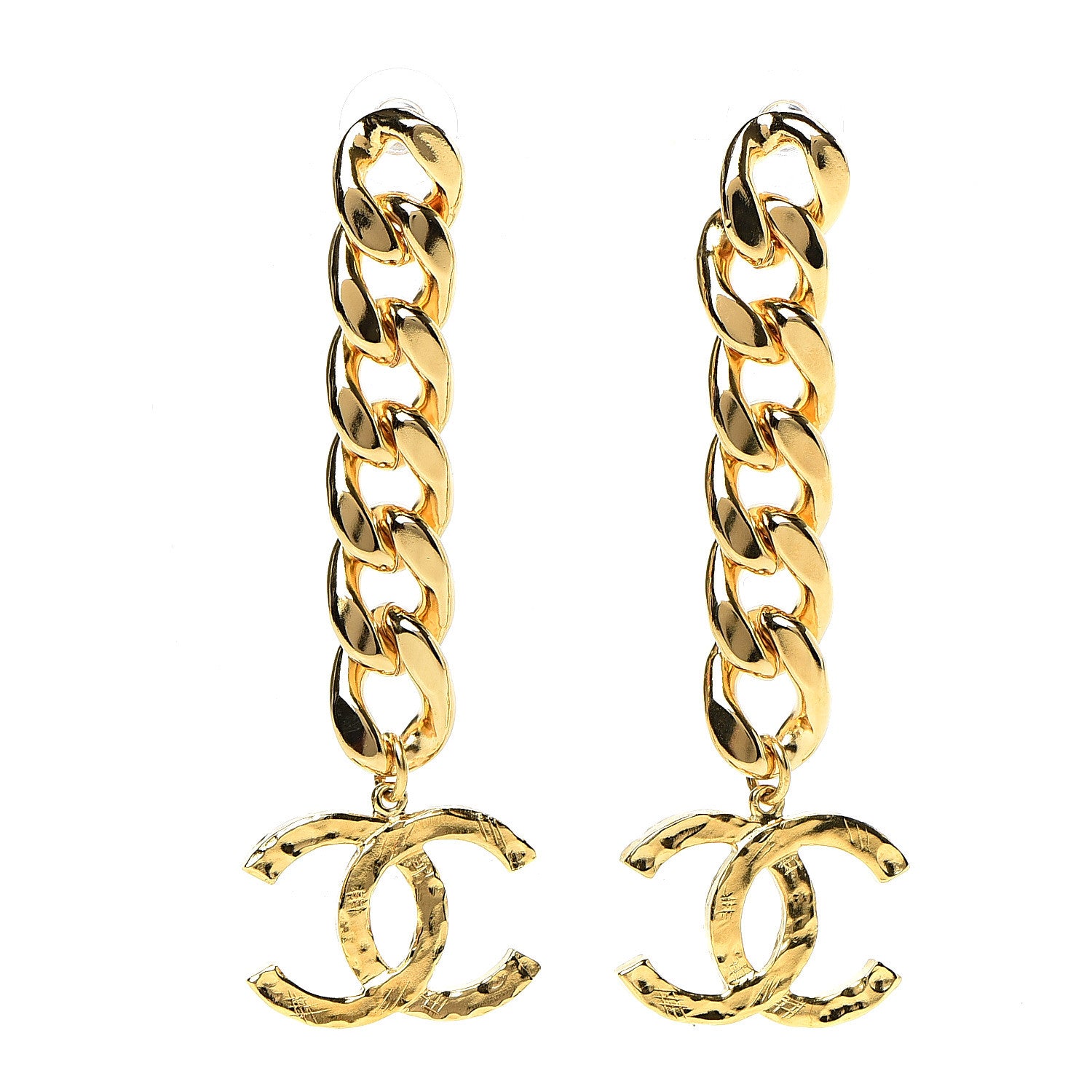 Chanel Metal CC Pick Drop Earrings Gold 1 of 5